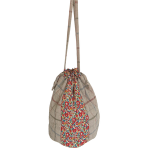 Bucket bag - Red flowers/Check